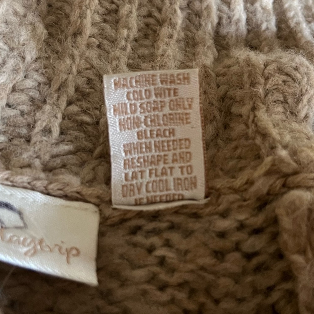 Daytrip Beige Cowl Neck Sweater with Buttons - Picture 8 of 8